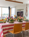 Twizzell Indian Block Print Tablecloth - Coral Stripe