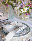 truffles and ruffles networking lunch in collaboration with fabric snug, beautiful ian mankin mint stripy placemat, napkin and bow