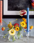 Celeste Blue Handblown Glass Candlestick