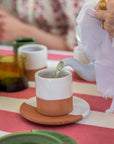 Moroccan Handmade Espresso Cup and Saucer 6oz (White)